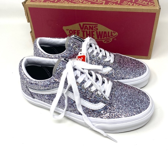 VANS Women's Size 6 VN0A5KRF8E5 OLD SKOOL SHINY PARTY Silver Canvas Low Sneakers - Picture 9 of 11